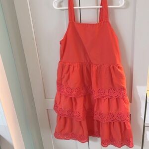 Coral tiered girls summer dress